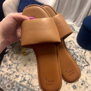 A New Day Women's Brown Slide Sandals